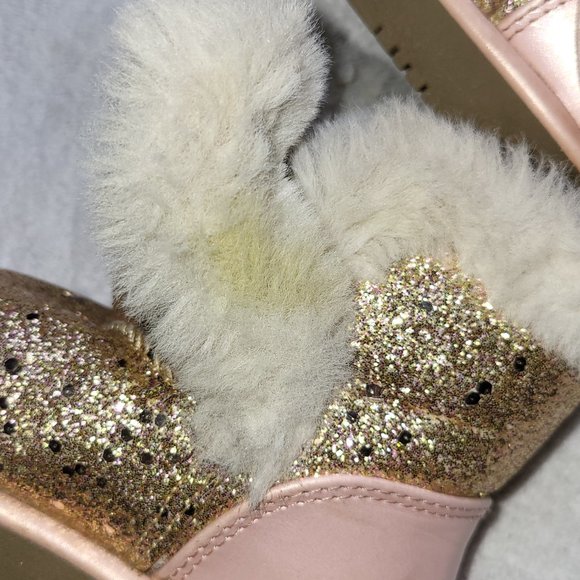 JUICY COUTURE GIRLS FURRY COMFORTABLE SNOW BOOT GOLD GLITTER SIZE 8M GUC SEE PIC - Picture 7 of 10